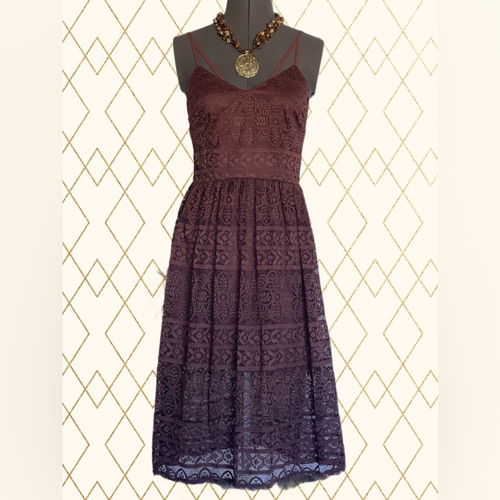 ✨ Lace Fit & Flare Dress Maroon S | Wedding, Party, Date Night ✨